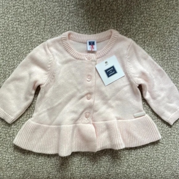 Janie and Jack Pastel Pink Ruffle Hem Cardigan Size 0-3M - Picture 3 of 5